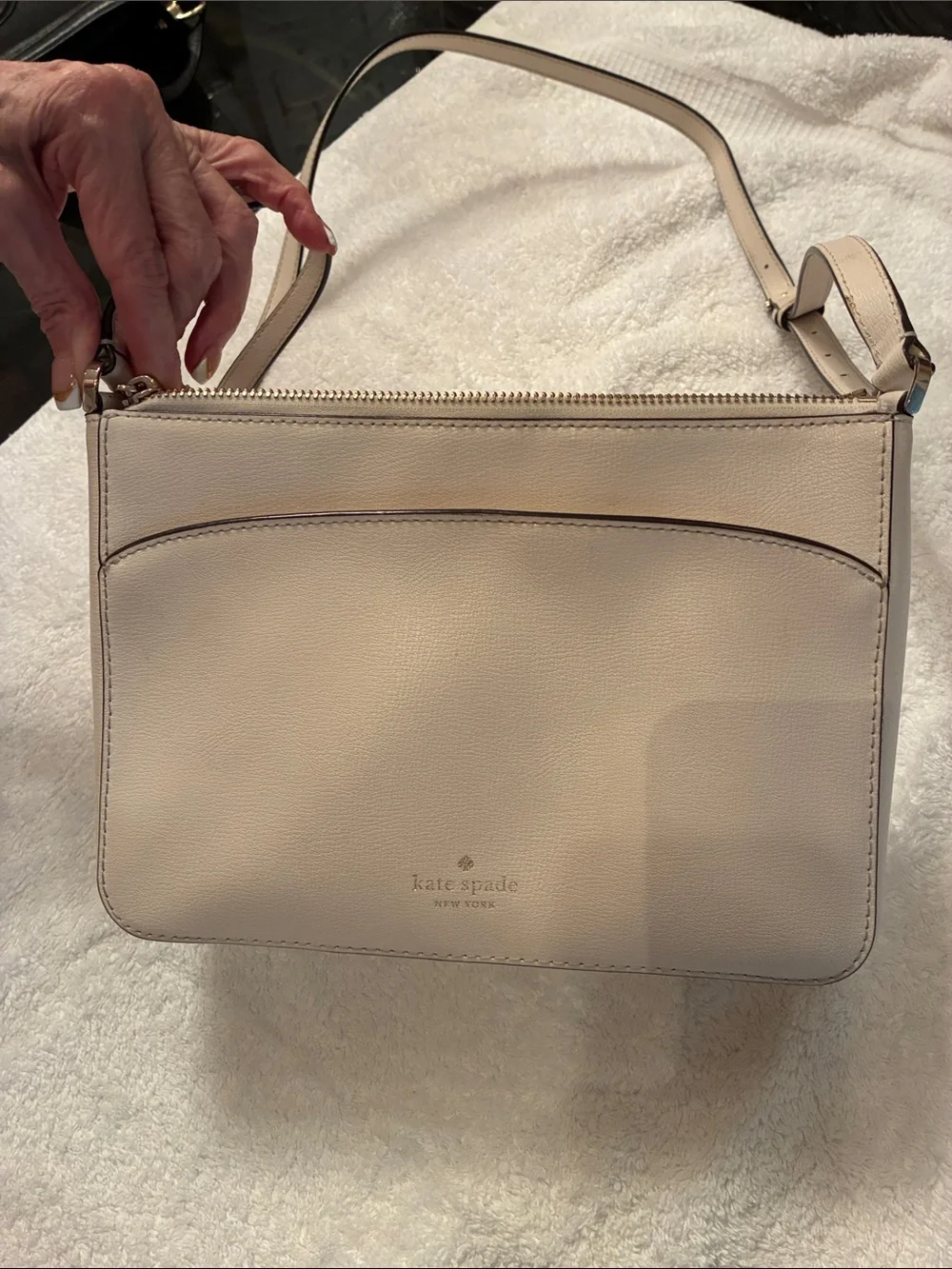 Structured Cream Crossbody Bag with Gold Accent